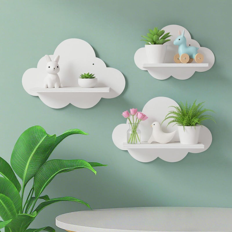 AojSup 3 Pcs Floating Cloud Shelves for Wall White Wavy Small Floating Shelves for Bathroom Living Room Bedroom Corner Nursery Decor - Image 3
