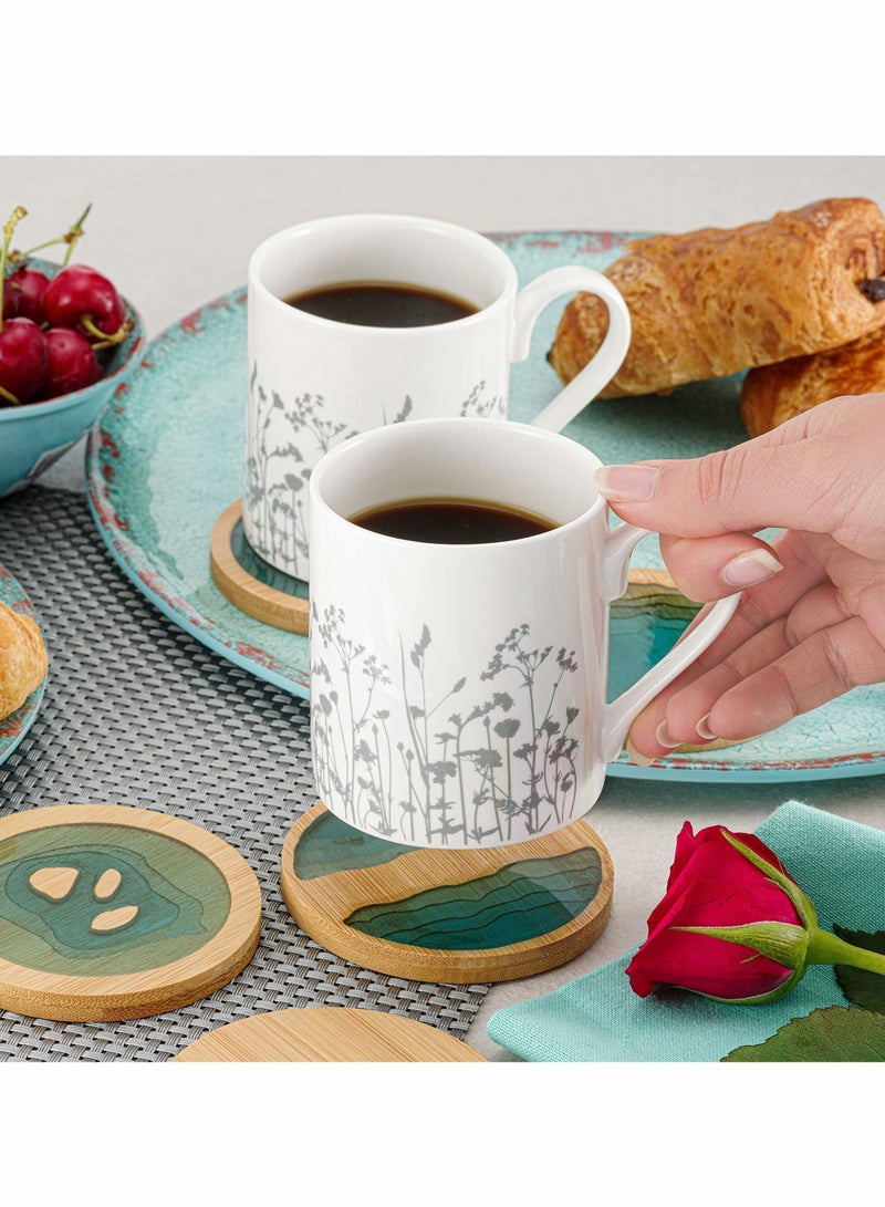 Y&D Bamboo Coaster Drink Mat, Epoxy Resin Coasters, for Cups, Dinning Table Accessories, Round Ocean Wave Handcraft, Gift Birthday, Housewarming Room Restaurant Decor, 5 Pcs - Image 2