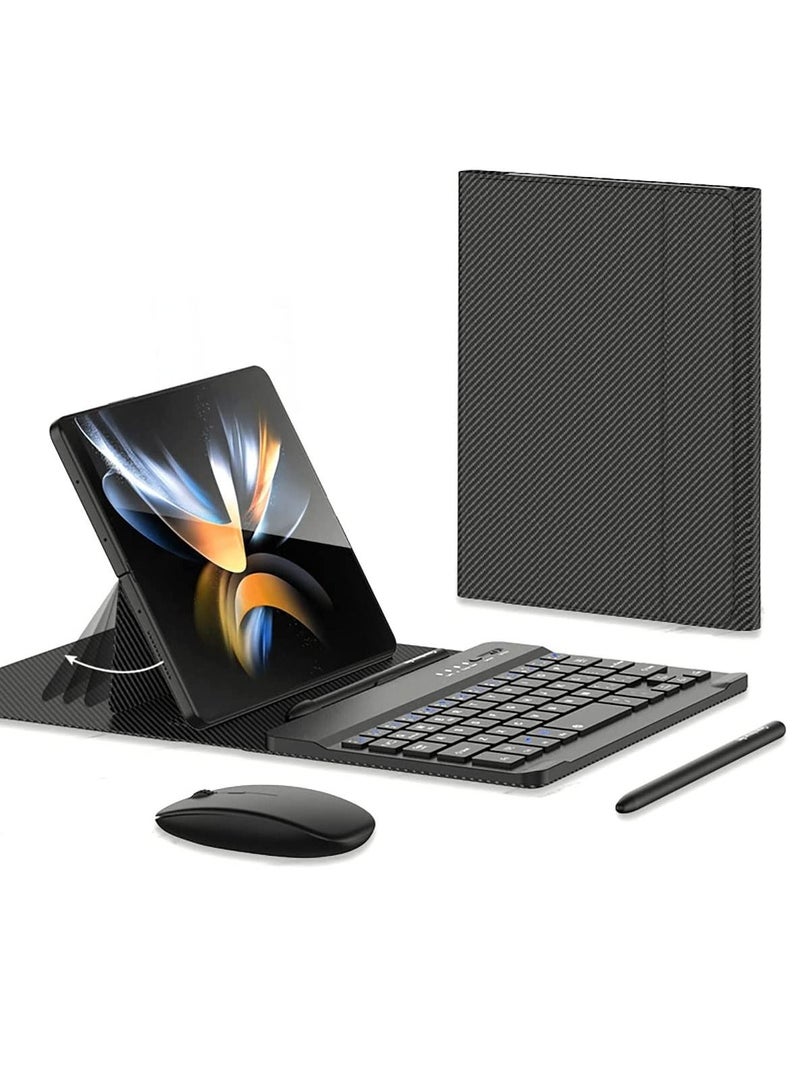Samsung Galaxy Z Fold 4 Keyboard with Bluetooth Mouse and Capacitive Pen Bluetooth Keyboard Wirelessly Connects with Leather Cover - Image 1