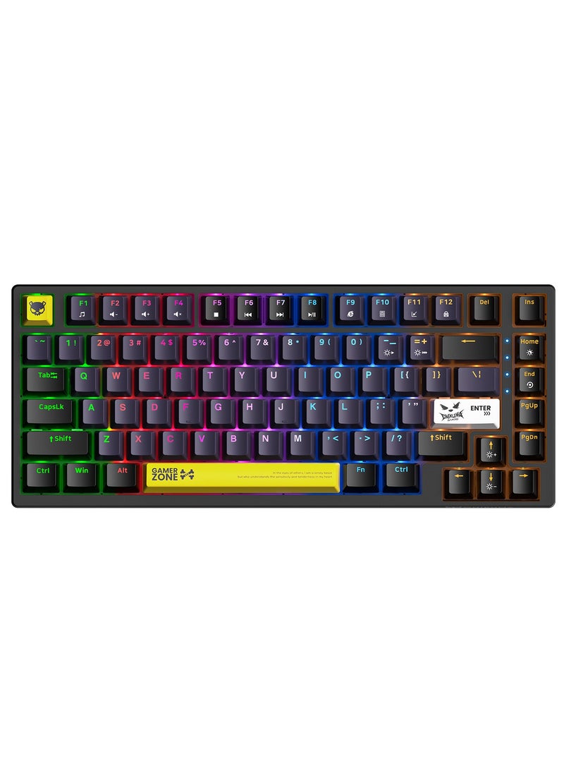 onikuma - G58 82 Keys Tan Switch Mechanical Gaming Keyboard 75% Mini Wired Waterproof Backlit Silent Black RGB Color for PC/Ps4/Xbox Gamers - Image 1