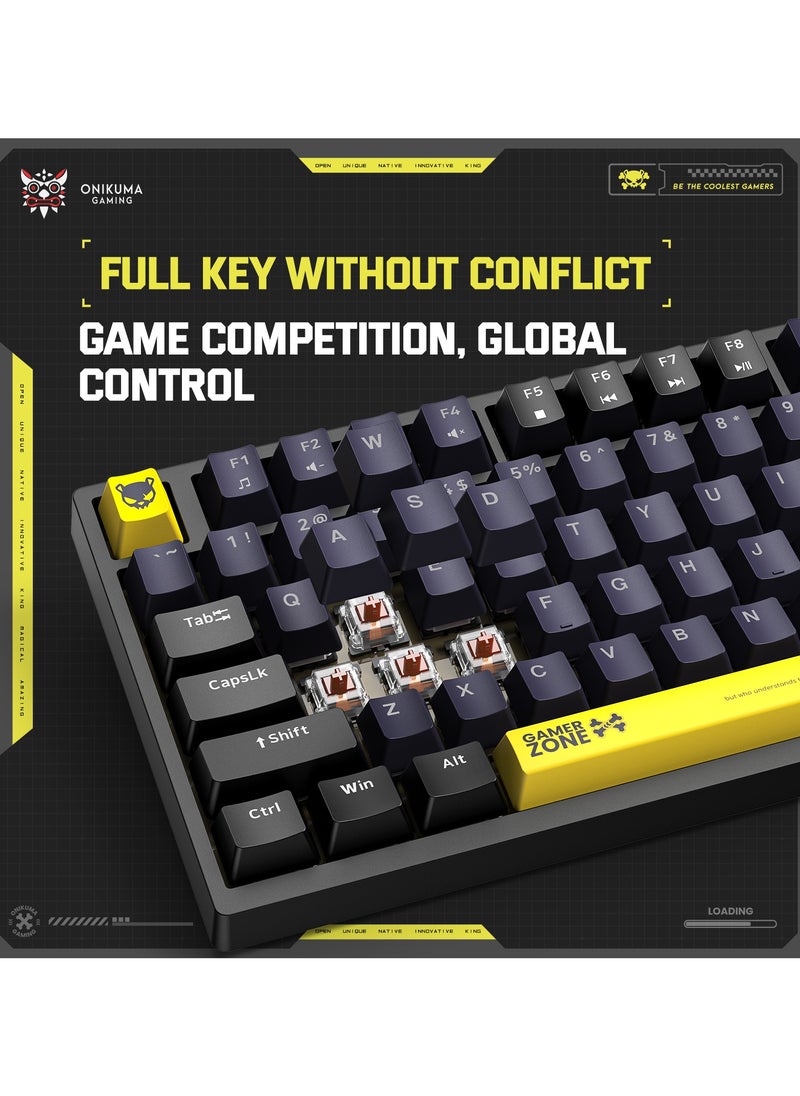 onikuma - G58 82 Keys Tan Switch Mechanical Gaming Keyboard 75% Mini Wired Waterproof Backlit Silent Black RGB Color for PC/Ps4/Xbox Gamers - Image 1