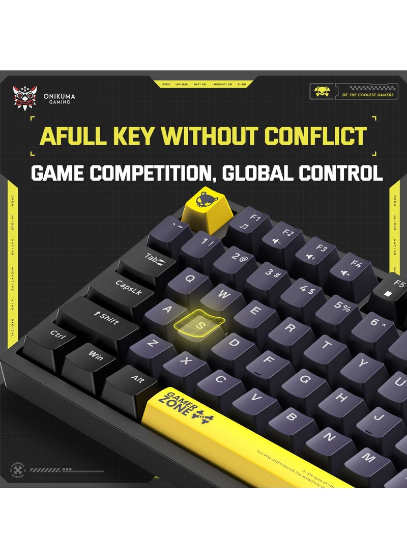 onikuma - G58 82 Keys Tan Switch Mechanical Gaming Keyboard 75% Mini Wired Waterproof Backlit Silent Black RGB Color for PC/Ps4/Xbox Gamers - Image 1
