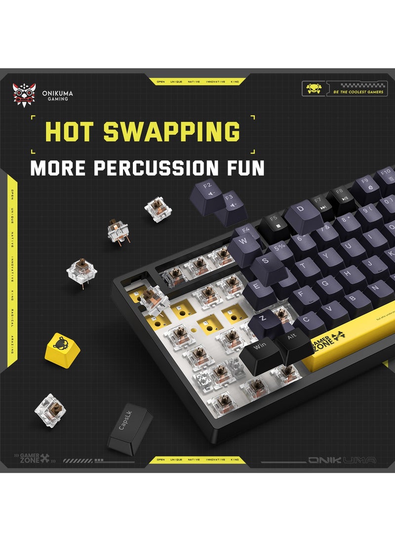 onikuma - G58 82 Keys Tan Switch Mechanical Gaming Keyboard 75% Mini Wired Waterproof Backlit Silent Black RGB Color for PC/Ps4/Xbox Gamers - Image 1