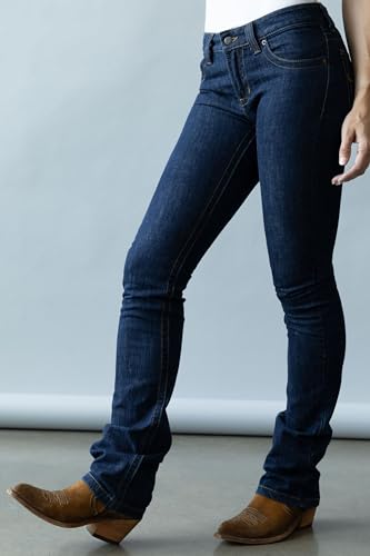 Kimes Ranch Women's Betty Western Style Bootcut Mid-Rise Straight Fit Durable Shape-Saving Dark Blue Riding Jeans, 6-36 - Image 3