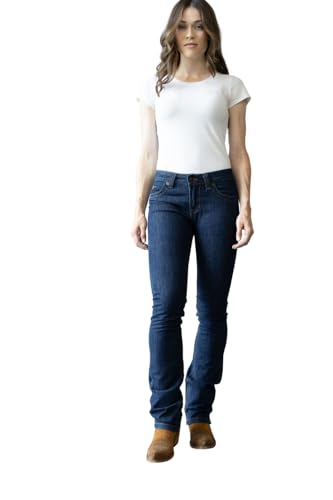 Kimes Ranch Women's Betty Western Style Bootcut Mid-Rise Straight Fit Durable Shape-Saving Dark Blue Riding Jeans, 6-36 - Image 1