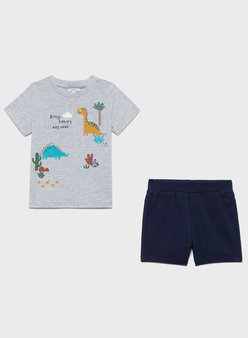 Ovs Infant Dino Print T-Shirt + Shorts Set