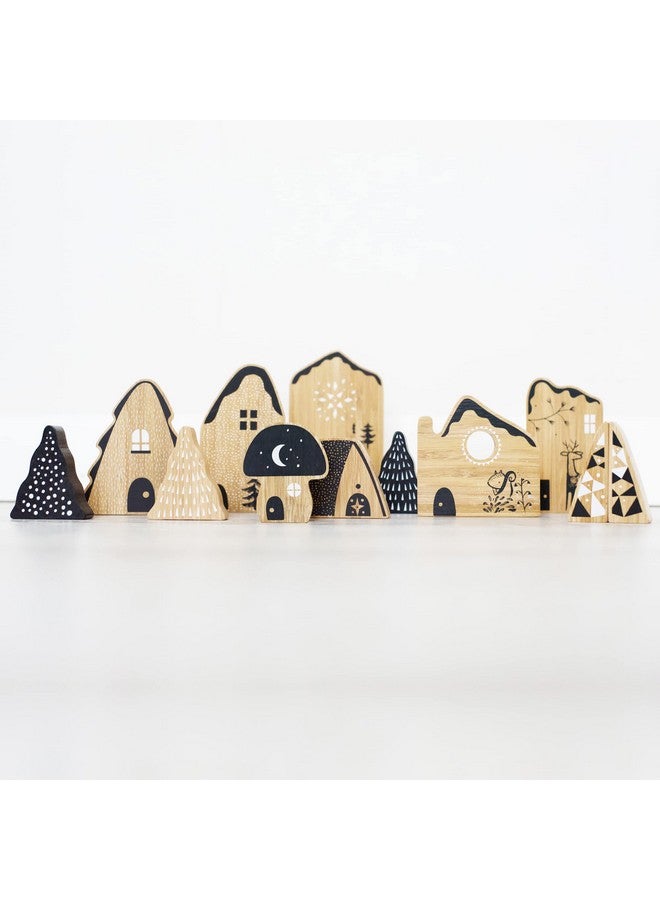 Wee Gallery Woodland Village Whimsical House And Tree Shaped Bamboo Wooden Blocks Toddler Preschool Age Kids Decorative Block Toy Early Development And Creative Play And Seasonal Decor - Image 4