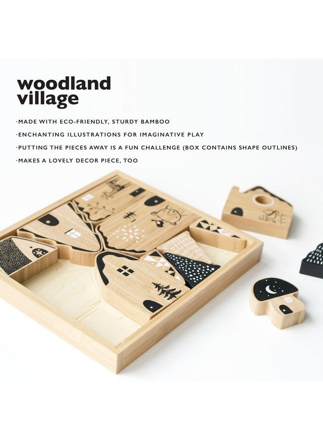 Wee Gallery Woodland Village Whimsical House And Tree Shaped Bamboo Wooden Blocks Toddler Preschool Age Kids Decorative Block Toy Early Development And Creative Play And Seasonal Decor - Image 2