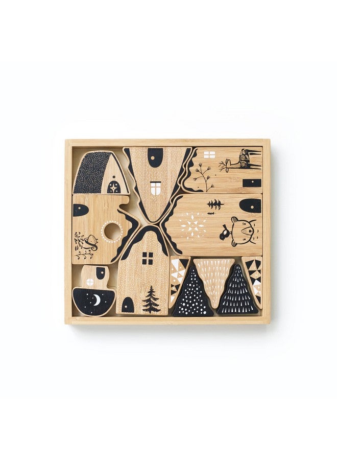 Wee Gallery Woodland Village Whimsical House And Tree Shaped Bamboo Wooden Blocks Toddler Preschool Age Kids Decorative Block Toy Early Development And Creative Play And Seasonal Decor - Image 5