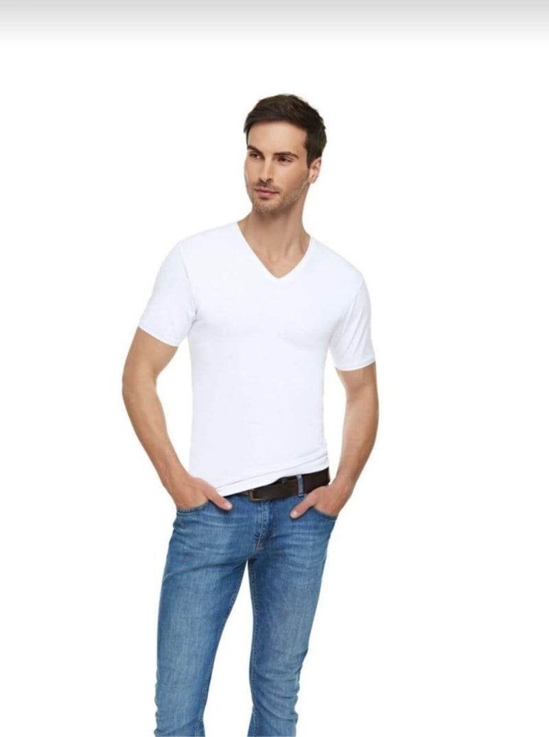 Tutku Elit 1303 Men's Elastane V-Neck Undershirt Single 