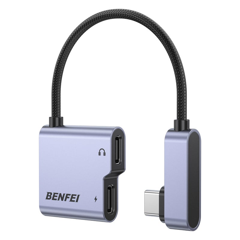 BENFEI USB C Splitter 1 in 2 Out Dual USB C Audio Jack Adapter with 60W Fast Charging, Type C Audio Headphone Compatible with iPhone 16/16 Pro/Pro Max, Samsung Galaxy S25/S24/S23 iPad Pro, Pixel 9 - Image 1