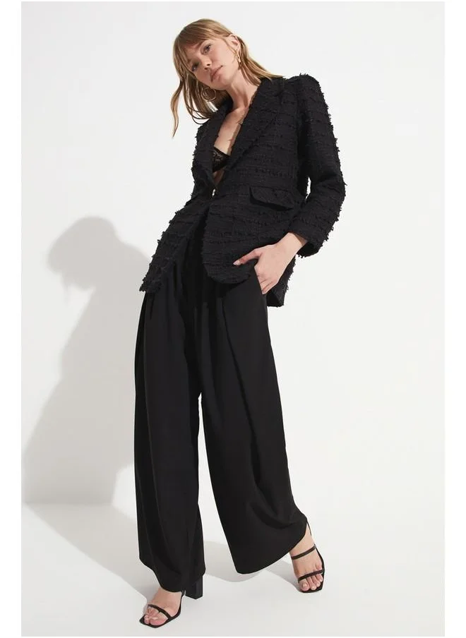 JUNE June Pleated Loose Fit Trouser Black