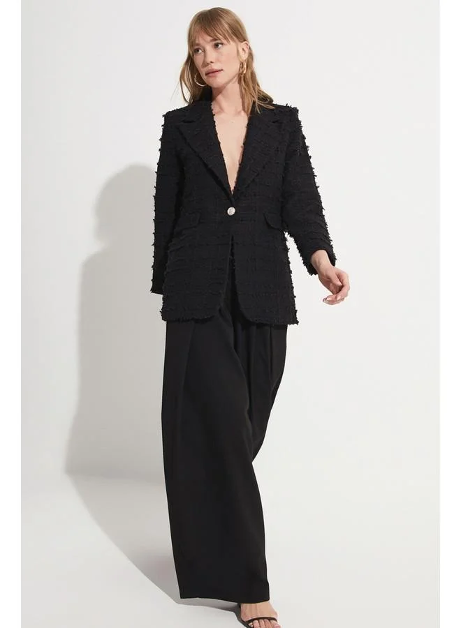 JUNE June Pleated Loose Fit Trouser Black