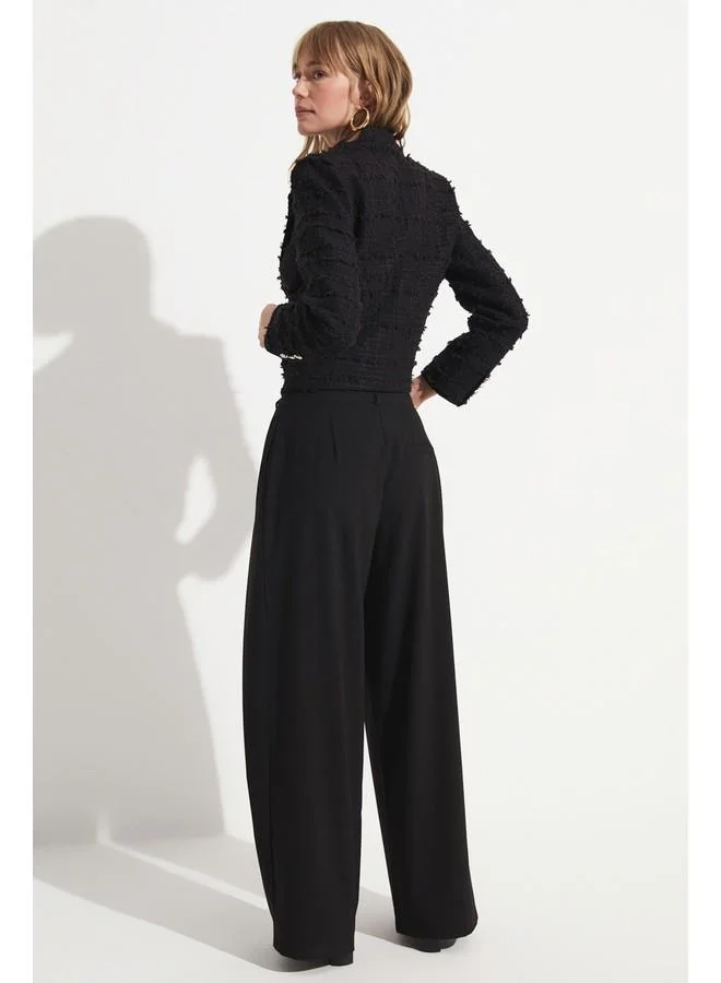 JUNE June Pleated Loose Fit Trouser Black