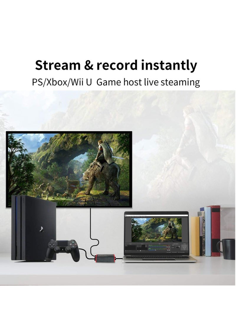 Captaintech Capture Card for streaming Recording, USB3.0 HDMI Game Video Capture Card, 4 K HDMI Pass-through, for PS5/PS4/Camera/DSLR/Xbox, Support Windows Mac, Superior Low Latency - Image 2