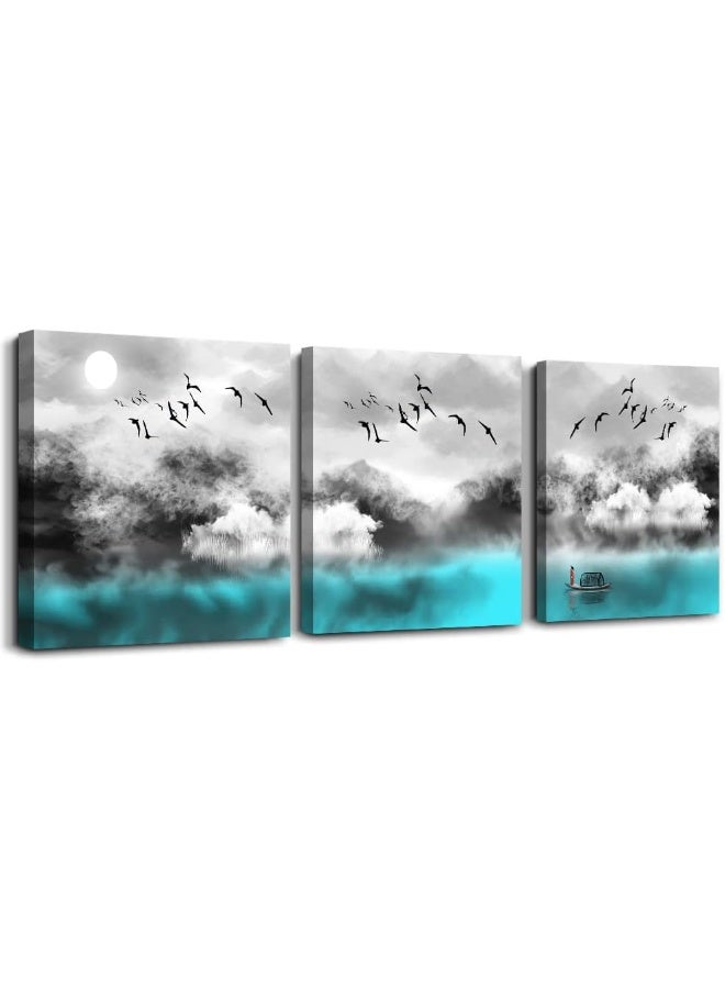DZRWUBHS Abstract Canvas Wall Art For Bedroom Wall Decor For Living Room Modern Family Bathroom Canvas Art Kitchen Ink Landscape Abstract Pictures Artwork Wall Painting Ready To Hang Home Decorations 3 Pieces - Image 1
