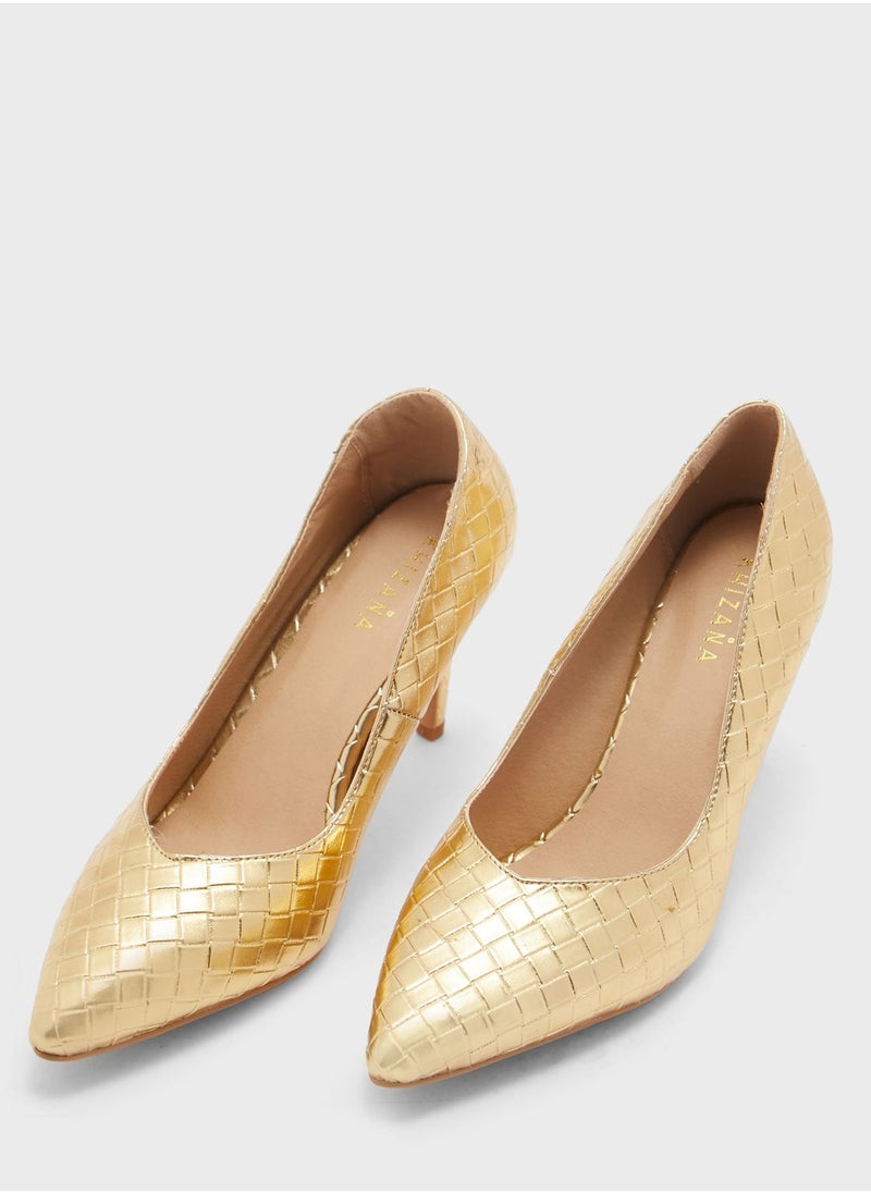 Khizana - Metallic Woven Pointed Pump - Image 1