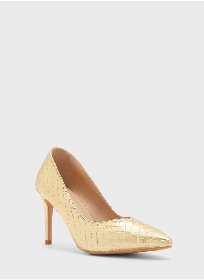 Khizana - Metallic Woven Pointed Pump - Image 1