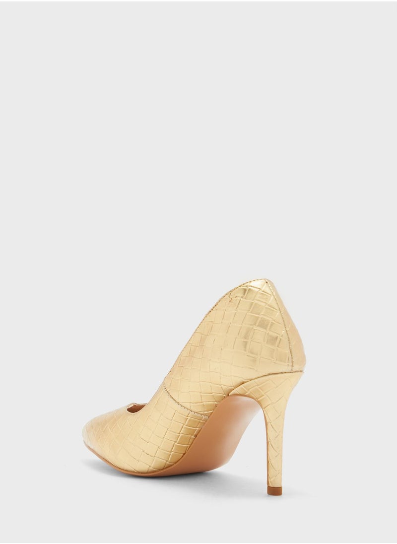 Khizana - Metallic Woven Pointed Pump - Image 1