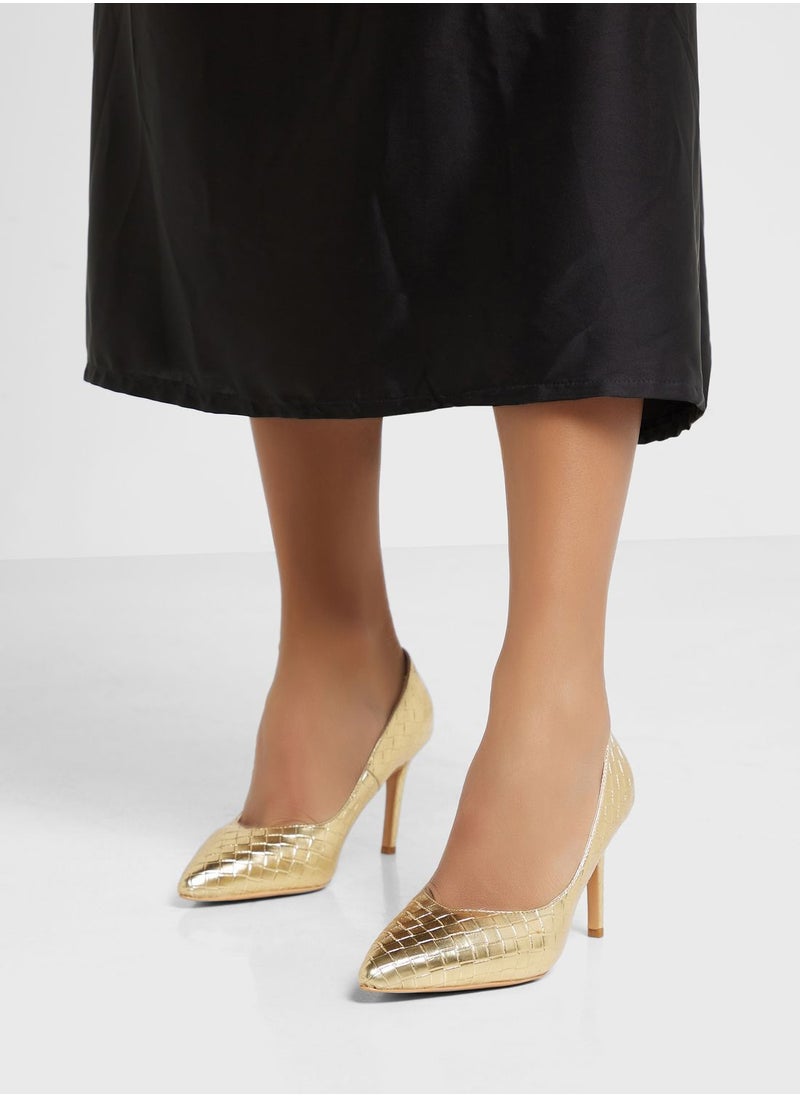 Khizana - Metallic Woven Pointed Pump - Image 1