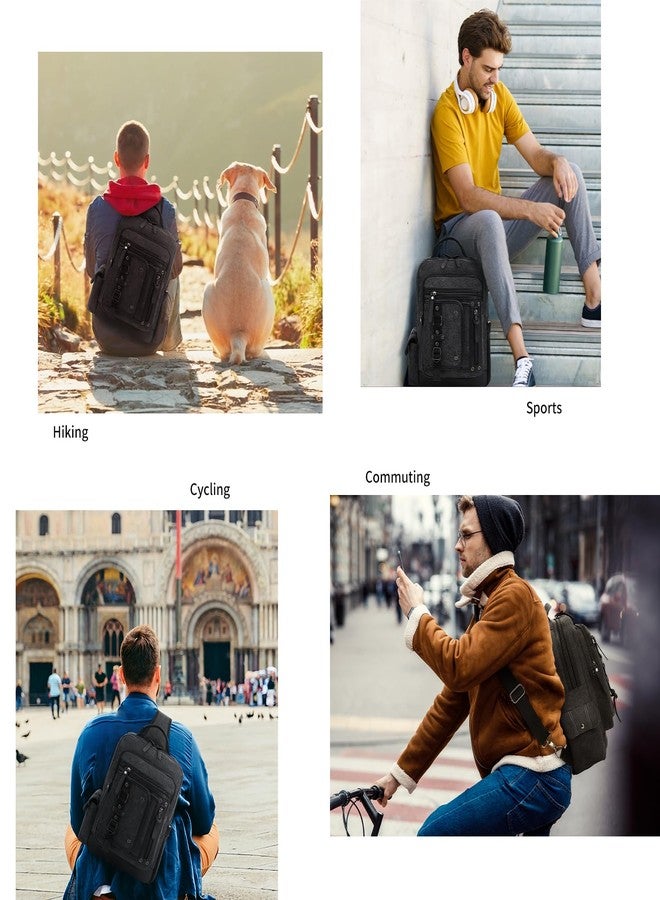 ليبر حقيبة ظهر Leaper Sling للرجال، مقاس كبير: حقيبة كتف قماشية للرجال - حزام واحد للكمبيوتر المحمول، مناسبة للمشي لمسافات طويلة، المدرسة، والاستخدام اليومي، لون أسود - Image 2