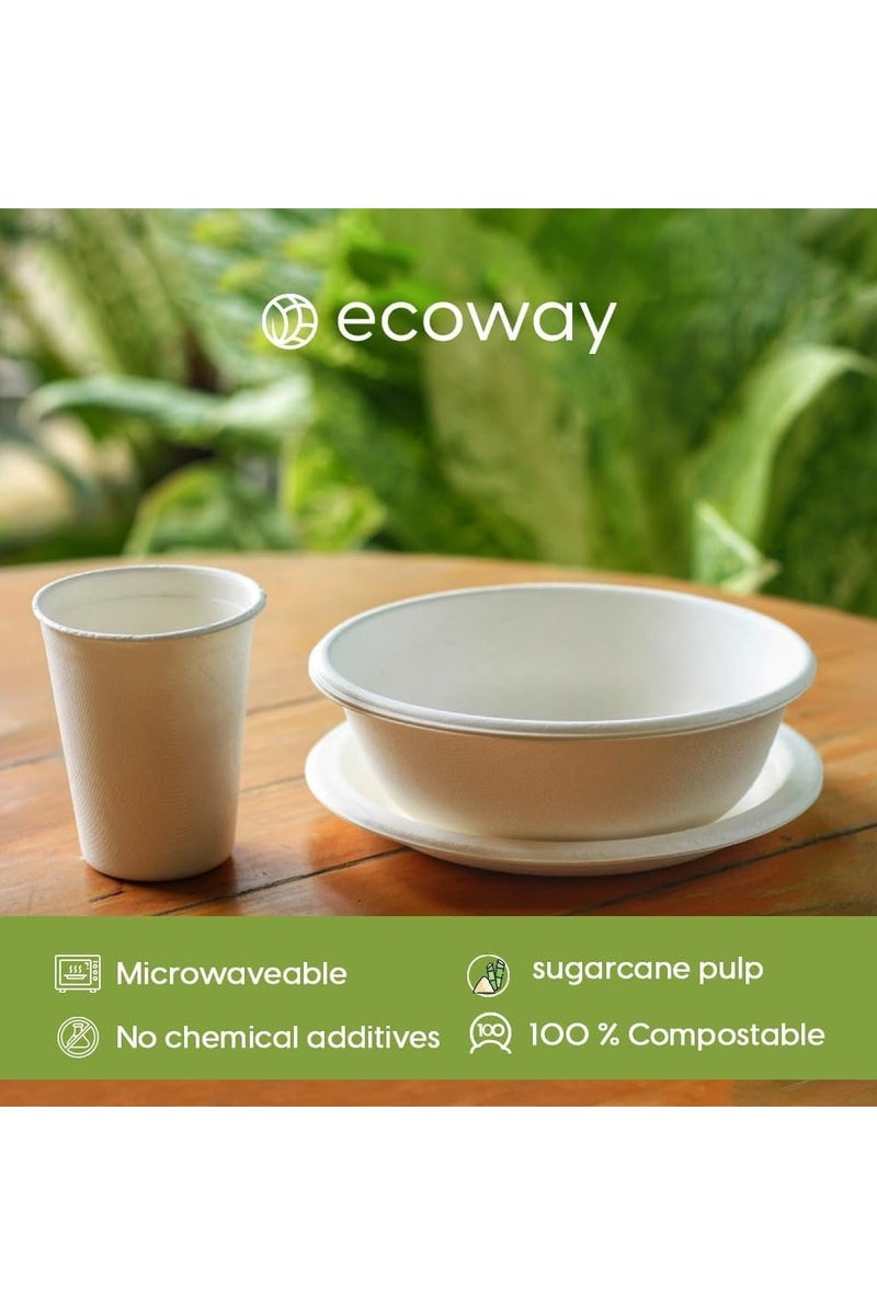 Ecoway Fancy Disposable Dinnerware Set, Bagasse Plates Set, Pack of 30 Compostable Party Supplies, Biodegradable Dinner Set Including Cutlery Set & Utensils For Party, Picnic - Image 3