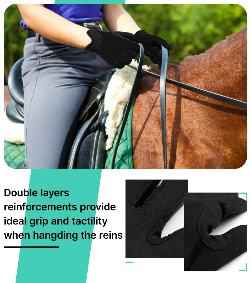Thapower Women Horse Riding Gloves Winter Equestrian Horseback Gloves Lady Youth Girl Outdoor Star Pattern Mitts Perfect for Biking Cycling Gardening - Image 4