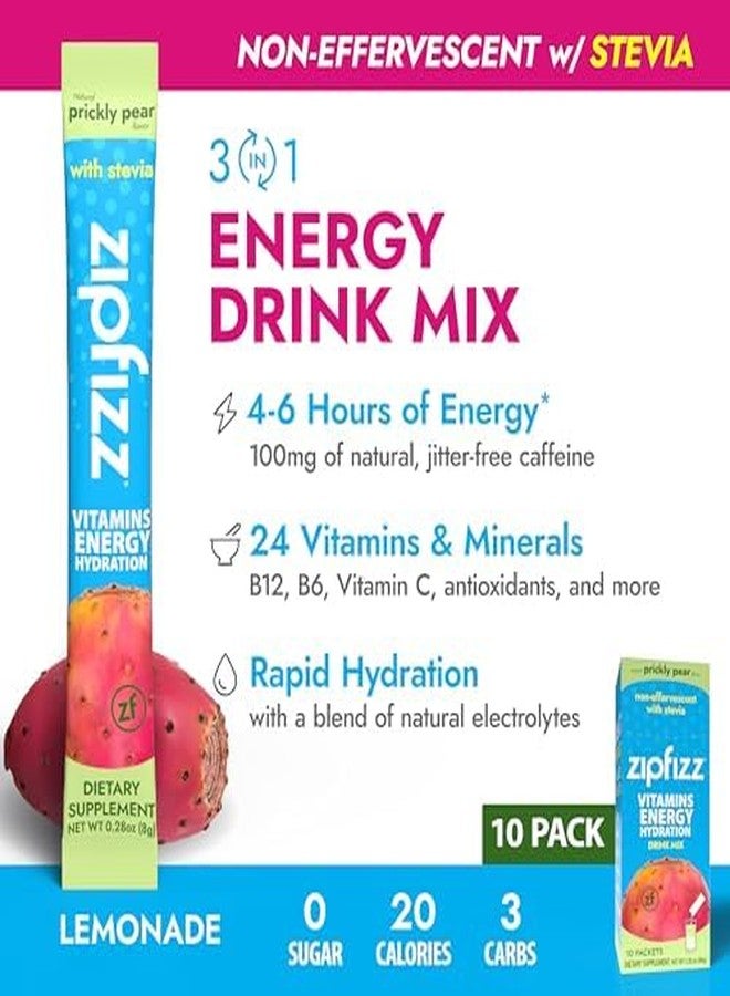 Zipfizz Stevia Energy Drink Powder, Prickly Pear, 10 Pack - 3-in-1 Sustained Energy, Rapid Hydration & Essential Vitamins - Sugar-Free, Non-Effervescent Electrolyte Drink Mix with B12 & Antioxidants - Image 3