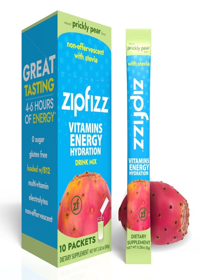 Zipfizz Stevia Energy Drink Powder, Prickly Pear, 10 Pack - 3-in-1 Sustained Energy, Rapid Hydration & Essential Vitamins - Sugar-Free, Non-Effervescent Electrolyte Drink Mix with B12 & Antioxidants - Image 1