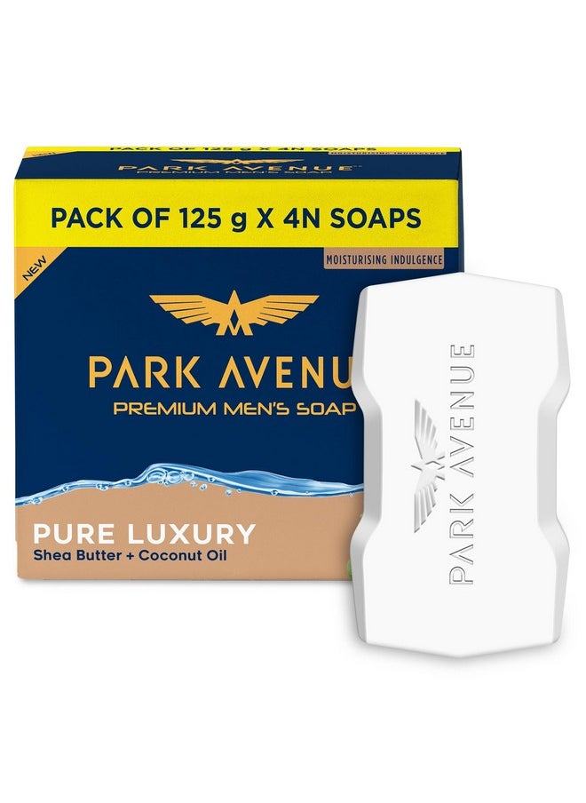 Park Avenue Premium Men’S Soaps For Bath - Pure Luxury | 125G (Pack Of 4) | Enriched With Shea Butter & Coconut Oil | Grade 1 Soap | For All Skin Types  - Image 1
