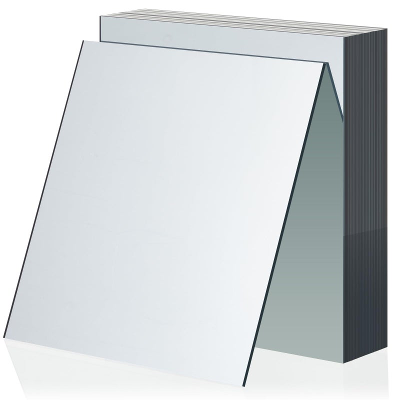 Soaoo 30 Pcs Square Glass Mirror Tiles 6 Inch Square Mirror Mosaic Panels Glass Tile Craft for DIY Crafts Projects Supplies Decoration Centerpieces Home Wall Table Ceiling Decor - Image 1