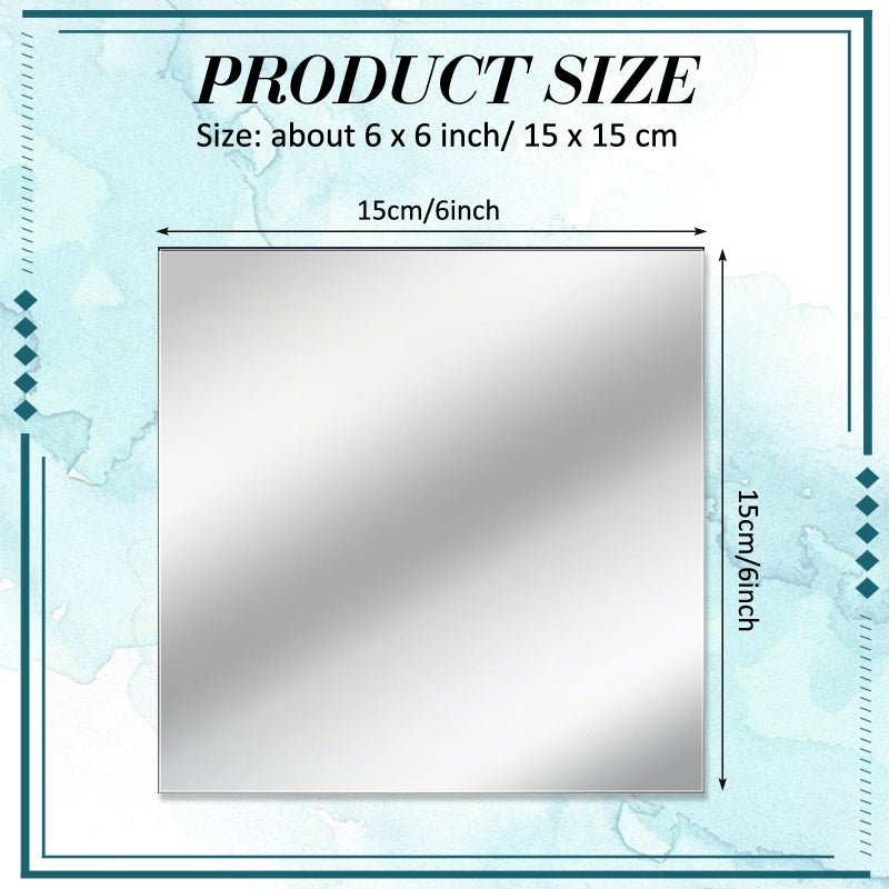 Soaoo 30 Pcs Square Glass Mirror Tiles 6 Inch Square Mirror Mosaic Panels Glass Tile Craft for DIY Crafts Projects Supplies Decoration Centerpieces Home Wall Table Ceiling Decor - Image 2