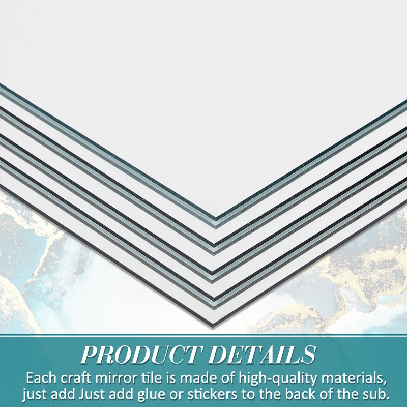 Soaoo 30 Pcs Square Glass Mirror Tiles 6 Inch Square Mirror Mosaic Panels Glass Tile Craft for DIY Crafts Projects Supplies Decoration Centerpieces Home Wall Table Ceiling Decor - Image 4