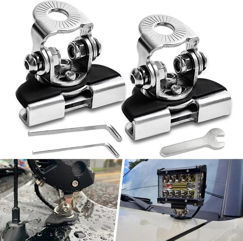 idCarAuto Led Light Bar Mounting Brackets 2Pcs Universal Adjustable Piller Hood Led Work Light Mount Bracket Clamp Holder Bar Pods 304 Stainless Steel for J-eep Truck SUV Off Road Installing Without Drilling - Image 1