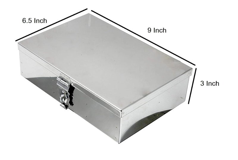 GinoSet Stainless Steel Storage BoxesCash PetiPooja PetiOrganizerVanity BoxSafe Locker Box Set of 2 pieces 8 and 9 Storage Box Steel - Image 5
