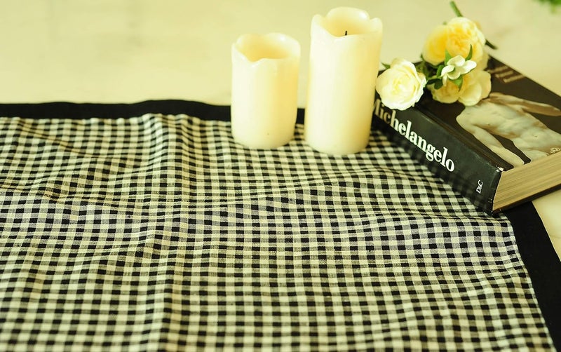 MJ Label 14 * 19" Gingam Linen Mat, Black& White - Image 1