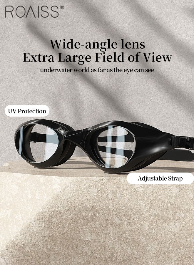 رويس مجموعة نظارات سباحة للكبار مكونة من 4 قطع، نظارات سباحة عالية الدقة مضادة للضباب، معدات سباحة خارجية مع نظارة وقبعة سباحة ومشبك أنف وسدادات أذن - Image 2