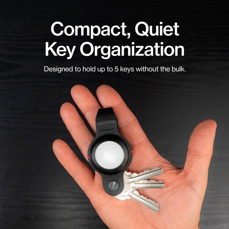 key smart KeySmart Air - AirTag Keychain Key Holder, Compatible with Apple AirTag Holder, Key Organizer Keychains, Case for Air Tag Key Chain, Key Ring, Vegan Leather, Air Tags Not Included - Black Leather - Image 3