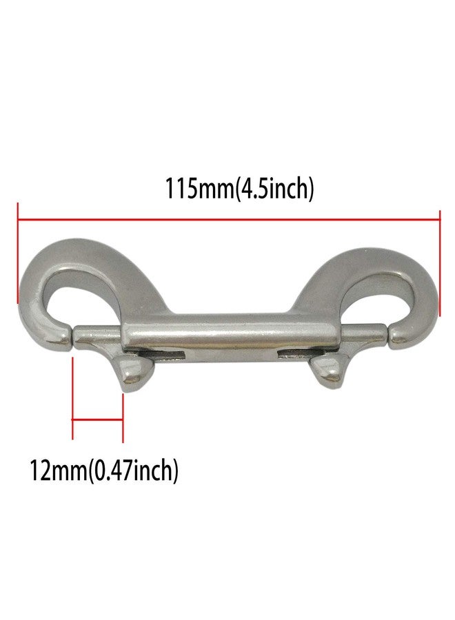 keehui Pair of 316 SS Marine Grade 4-1/2''(115MM) Double Ended Bolt Snap Hook Double End Snap Trigger Chain Diving Clips for Water Bucket/Dog Leash/Pet Feed Bucket/Pet Hammock (Silver) - Image 2