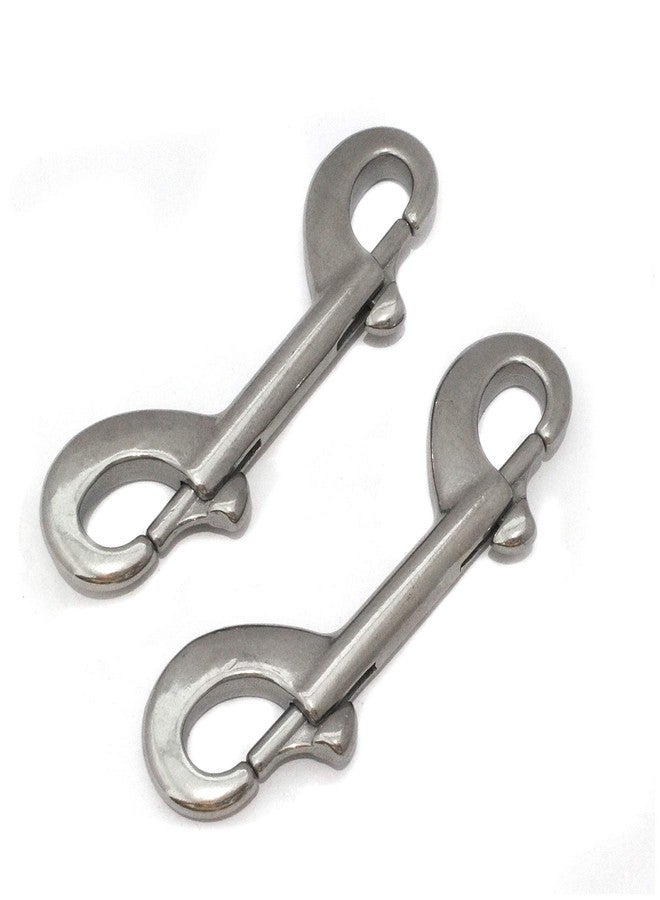 keehui Pair of 316 SS Marine Grade 4-1/2''(115MM) Double Ended Bolt Snap Hook Double End Snap Trigger Chain Diving Clips for Water Bucket/Dog Leash/Pet Feed Bucket/Pet Hammock (Silver) - Image 1