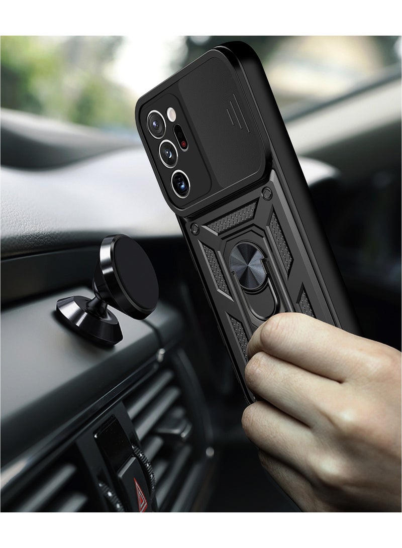 Case Cover Shockproof Windows Protective Case with Camera Protection and Metal Ring Compatible with Samsung Galaxy Note 20 Ultra (Black) - Image 3