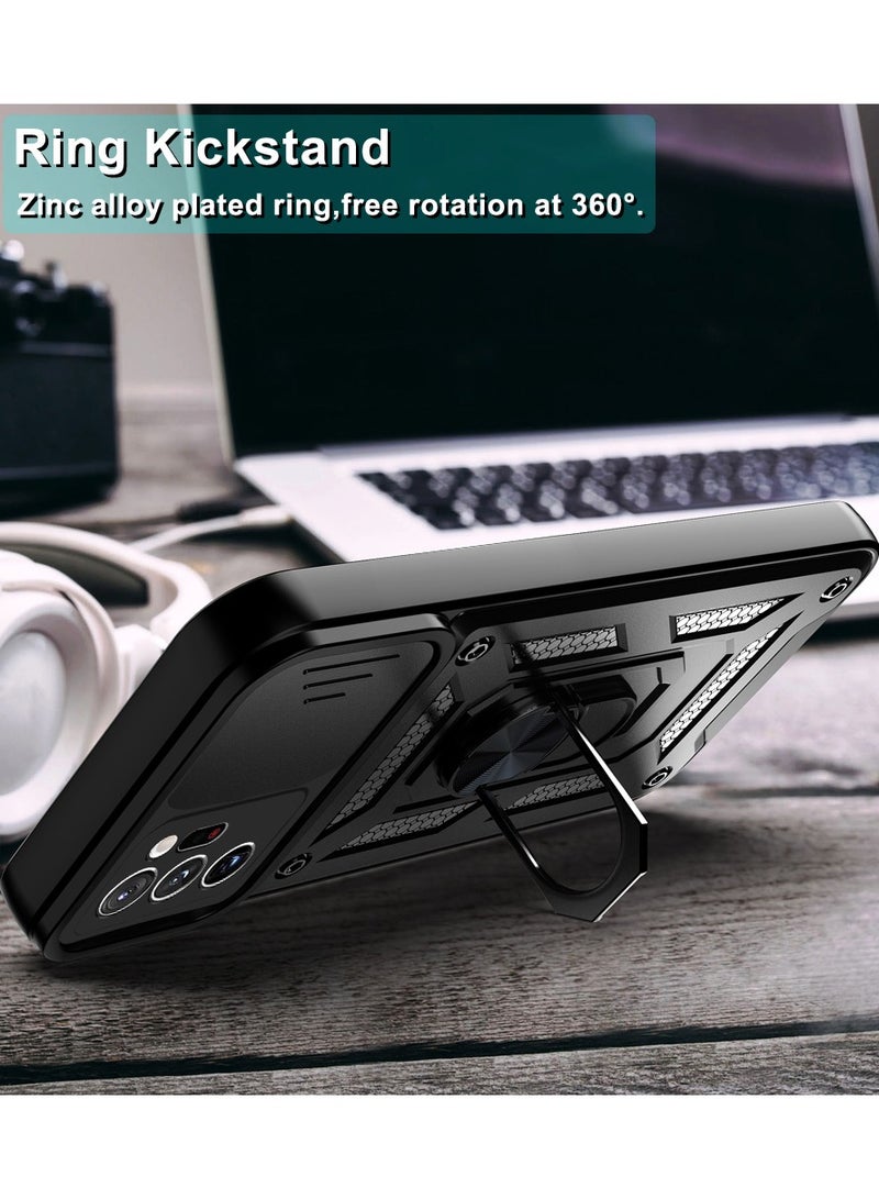 Case Cover Shockproof Windows Protective Case with Camera Protection and Metal Ring Compatible with Samsung Galaxy Note 20 Ultra (Black) - Image 2