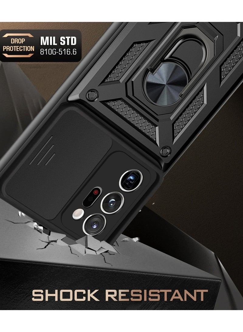 Case Cover Shockproof Windows Protective Case with Camera Protection and Metal Ring Compatible with Samsung Galaxy Note 20 Ultra (Black) - Image 4