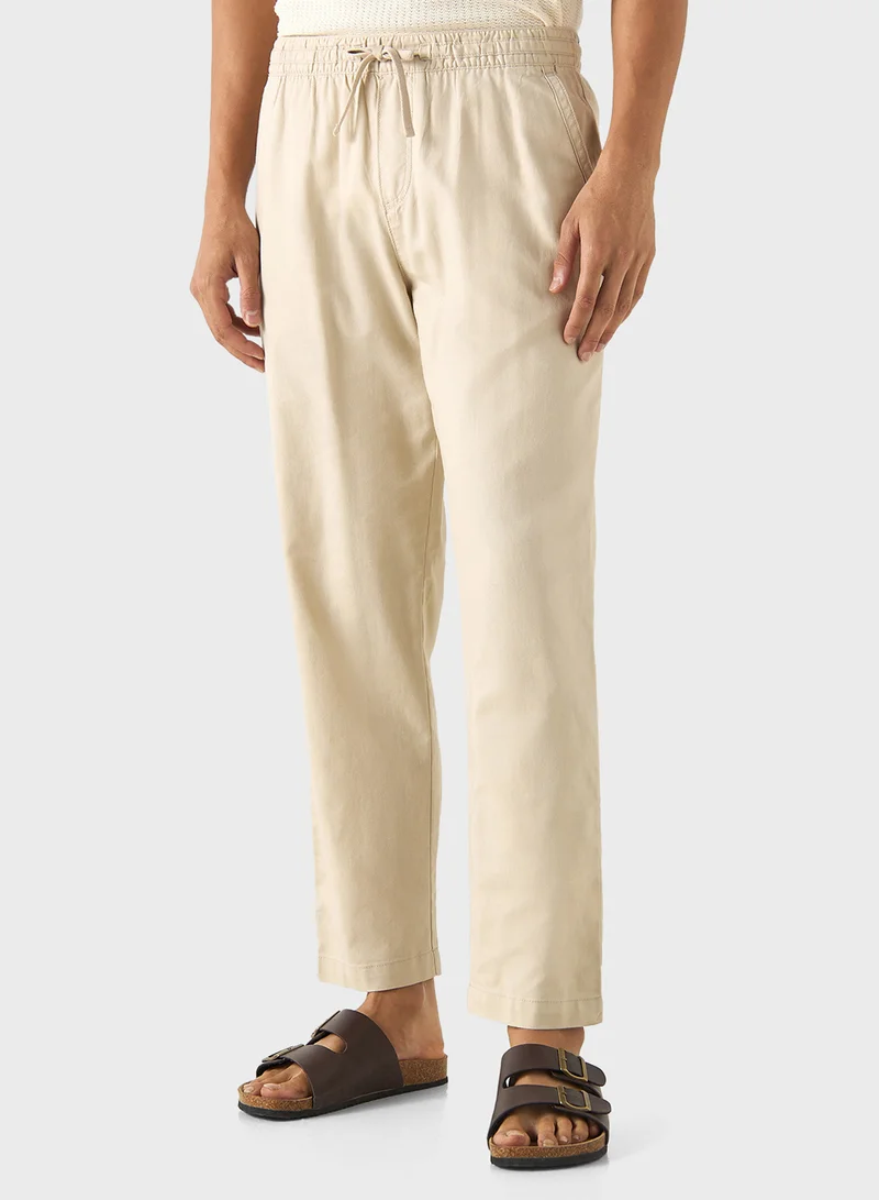 Iconic Iconic Solid Relaxed Fit Flexi Waist Trousers with