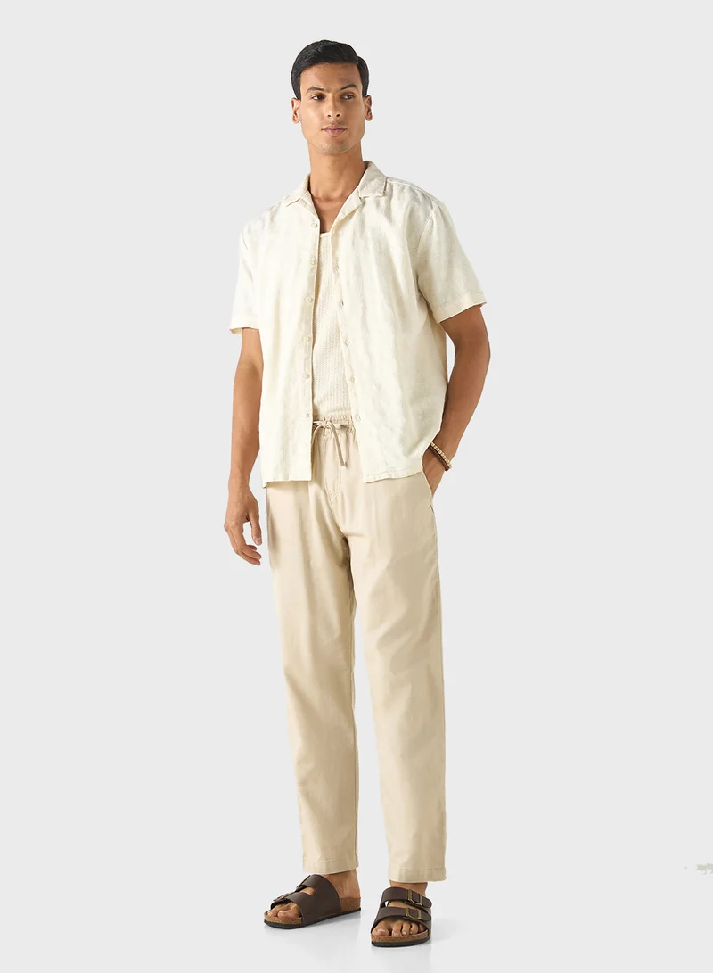 Iconic Iconic Solid Relaxed Fit Flexi Waist Trousers with