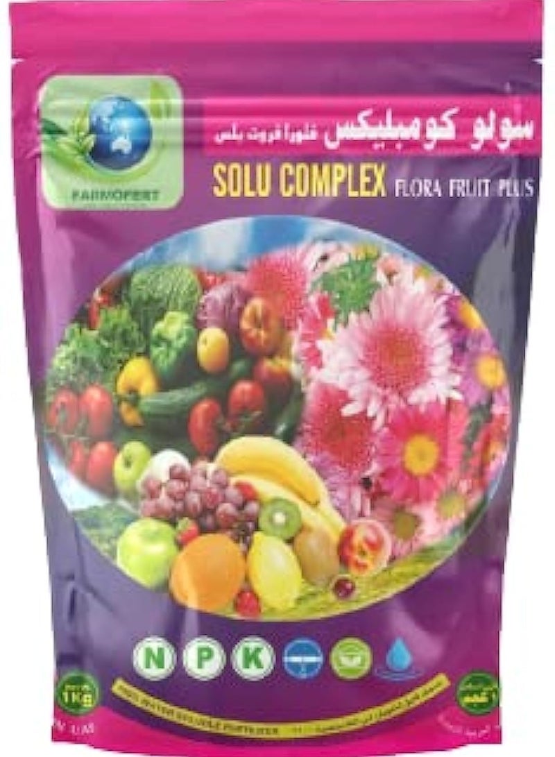 FARMOFERT Flora Fruit Plus NPK 12-12-36 Solu Complex Fertilizer For Fruit Plants 1Kg