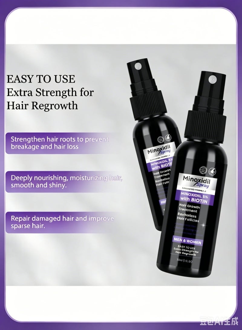 KKV 💨 [5% Minoxidil + Biotin · Dual-Action Hair Density Spray] Advanced Formula Hair Growth Treatment | Activates Follicles × Strengthens Hair Roots | Deeply Nourishes & Repairs Sparse, Damaged Hair | Unisex · 30ml Convenient Spray | Effortlessly Tackle Hair Loss Concerns! - Image 3