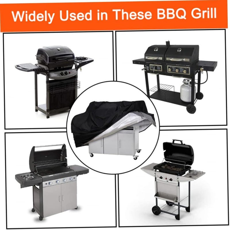 Aputue Grill Cover, Patio Barbecue Grill Cover for Char Broil, 210D Oxford Gas Barbecue Cover for Outdoor and Indoor Dustproof Storage, Gas Smoker Cover with Adjustable Drawstring for Most Grills - Image 3
