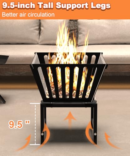 Mondazie Outdoor Fire Pit — 17 Inch Portable with Storage Bag for Camping, Patio Heating, Picnic and BBQ, Trapezoid Vertical Hollow, Black - Image 2