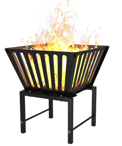 Mondazie Outdoor Fire Pit — 17 Inch Portable with Storage Bag for Camping, Patio Heating, Picnic and BBQ, Trapezoid Vertical Hollow, Black - Image 1
